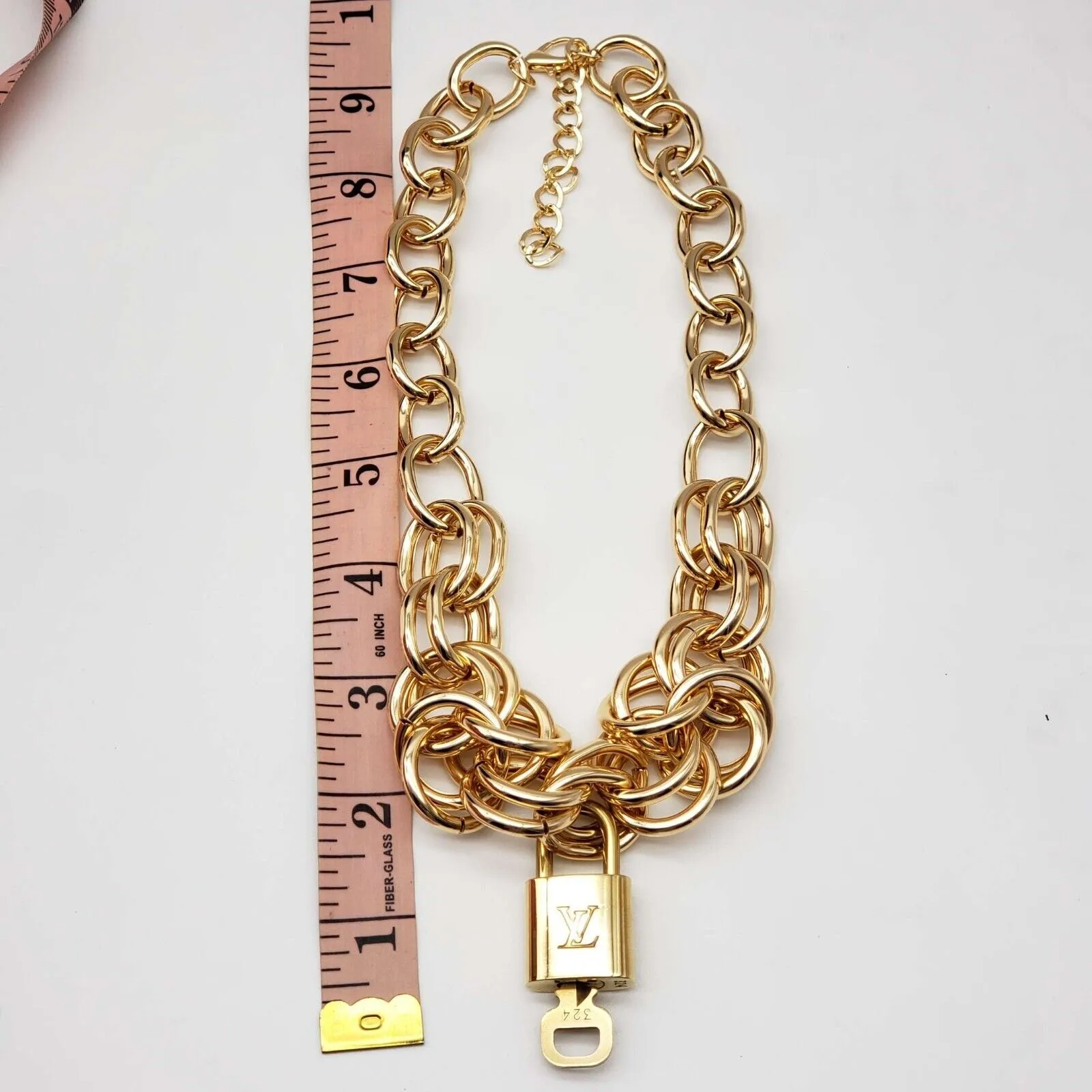 100% Auth Louis Vuitton Lock & Key with Unbranded Gold Plated Chain Necklace