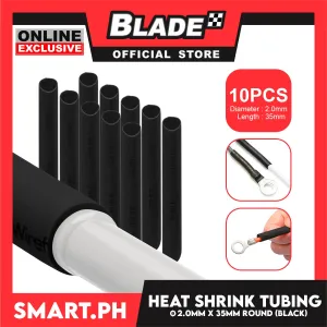 10pcs Heat Shrink Tube Wire Round 2.0x35mm (Black) Insulated Heat Shrink Tubing Cable Wrap