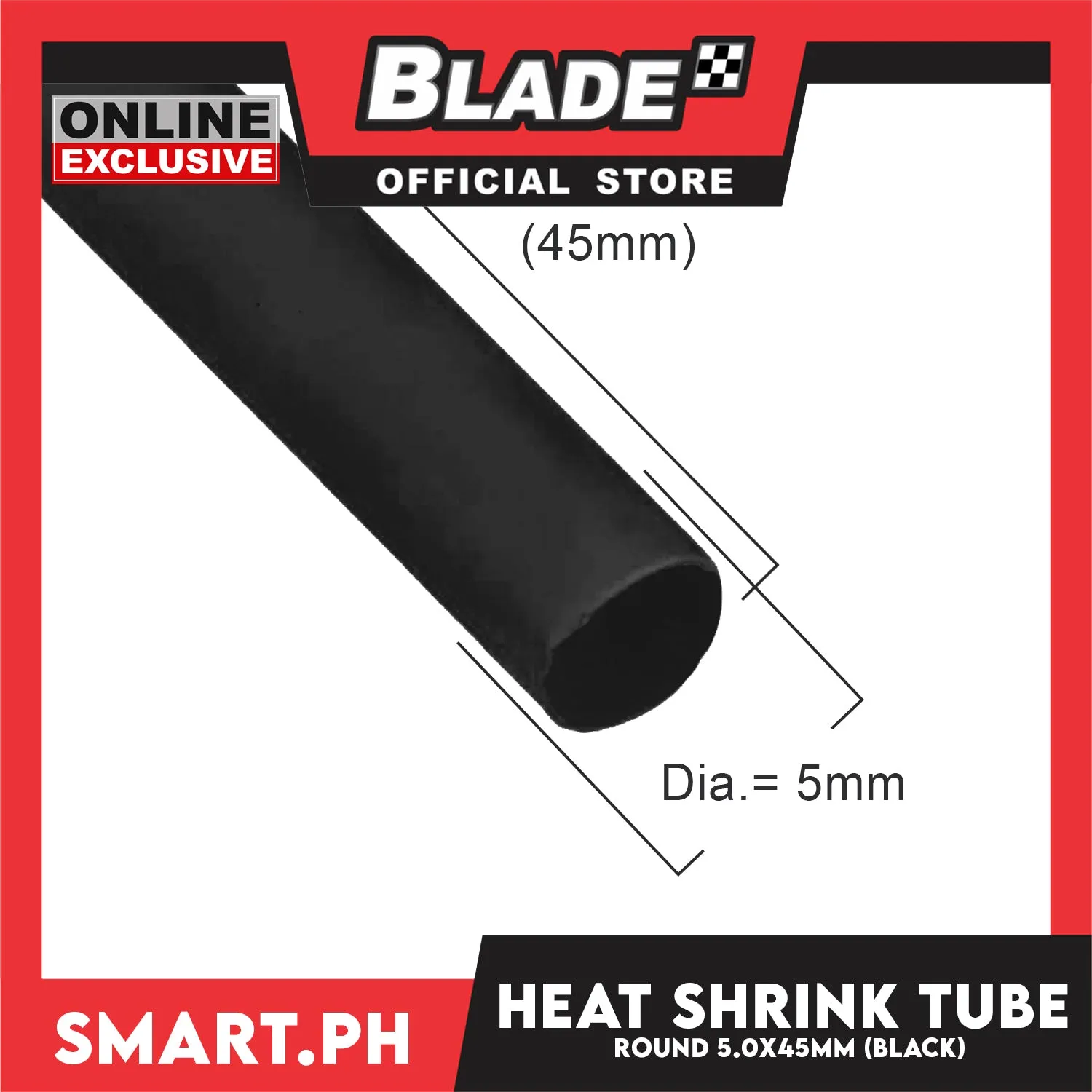 10pcs Heat Shrink Tube Wire Round 5.0x45mm (Black) Insulated Heat Shrink Tubing Cable Wrap
