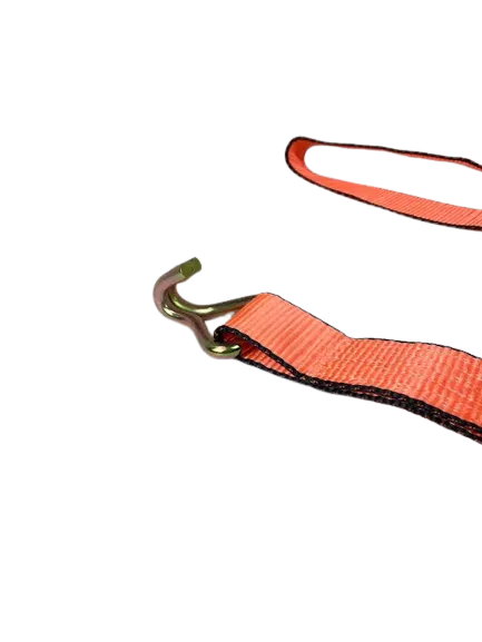 12FT Big Orange Wheel Strap with 3 Rubber Tread Grabs (Wire Hook)