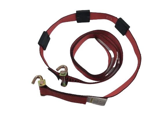 14FT Red Tecnic Wheel Strap with Rubber Tread Grabs (Swivel J)