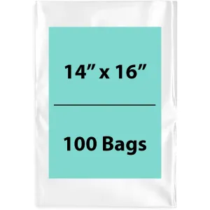 14X16 inches Clear Flat Poly Bags 1.5Mil Open Top (LDPE)