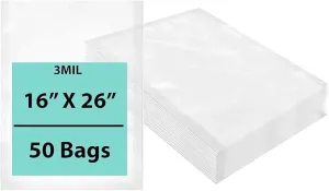 16X26 inches Vacuum Seal Bags for Food Packaging 3 Mil Co-Extruded