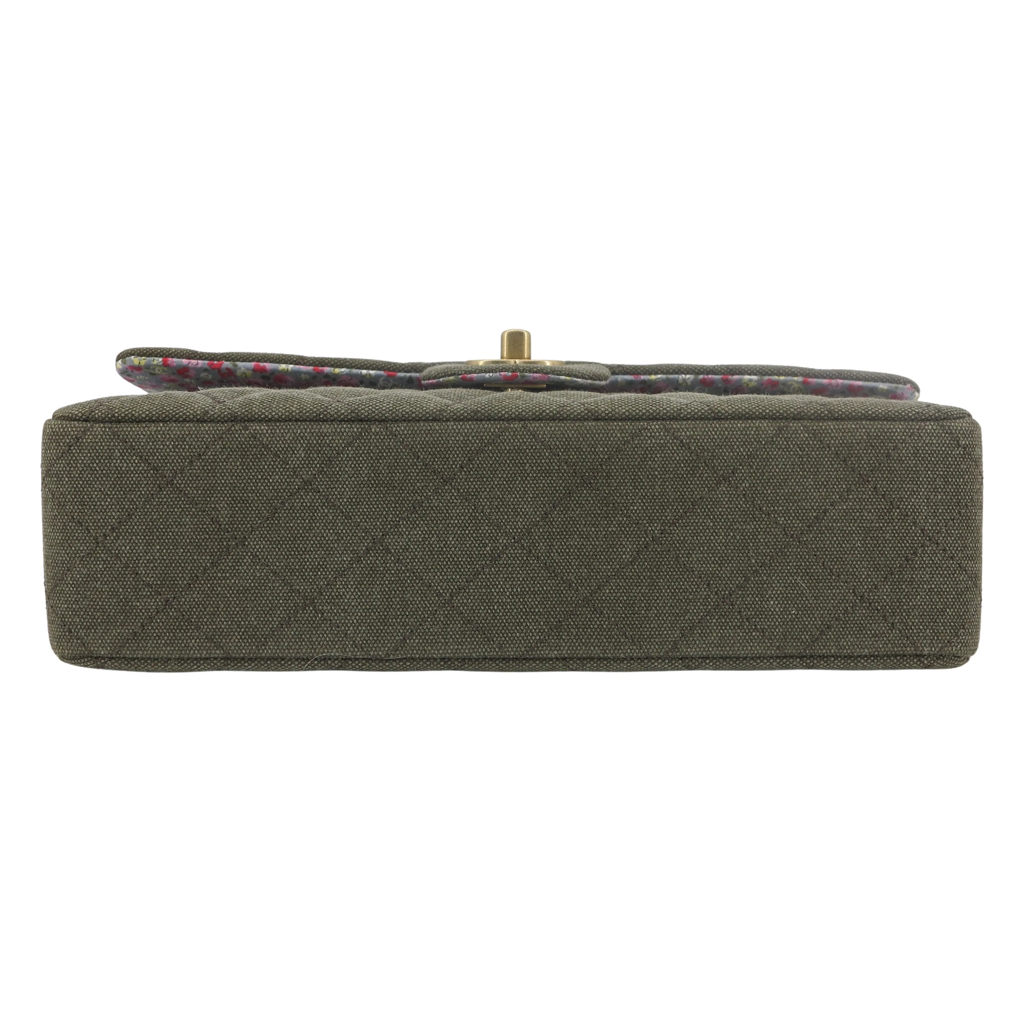 17C Coco Cuba Charms Khaki Canvas Medium Classic Double Flap Bag