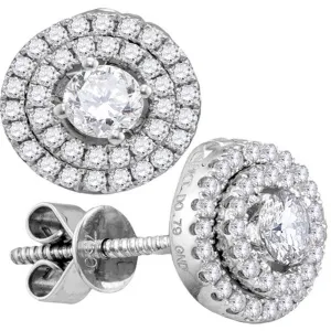 18K White Gold Round Diamond Convertible Circle Dangle Jacket Earrings 3/4 Cttw