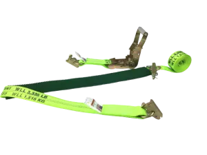 2" x 11' DIAMOND WEAVE 3 Point Wheel Strap With 2' Low Profile Grip Sleeve and Ratchet (Heavy Duty O-Ring E TRACK Fitting)