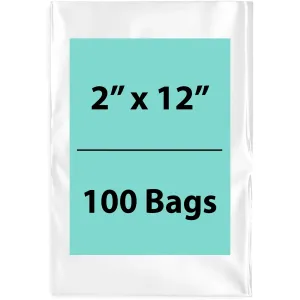 2X12 inches Clear Flat Poly Bags 3Mil Open Top (LDPE)