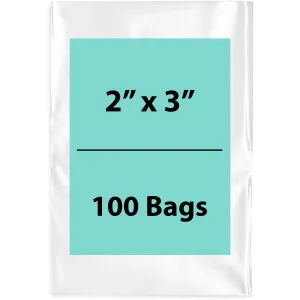 2X3 inches Clear Flat Poly Bags 3 Mil Open Top (LDPE)