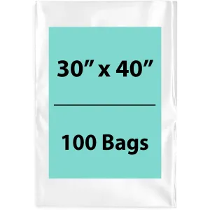 30X40 inches Clear Flat Poly Bags 6Mil Open Top (LDPE)