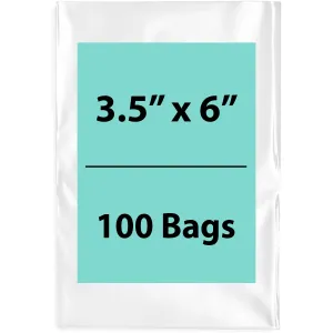 3.5X6 inches Clear Flat Poly Bags 1.5Mil Open Top (LDPE)