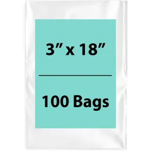 3X18 inches Clear Flat Poly Bags 1.5Mil Open Top (LDPE)