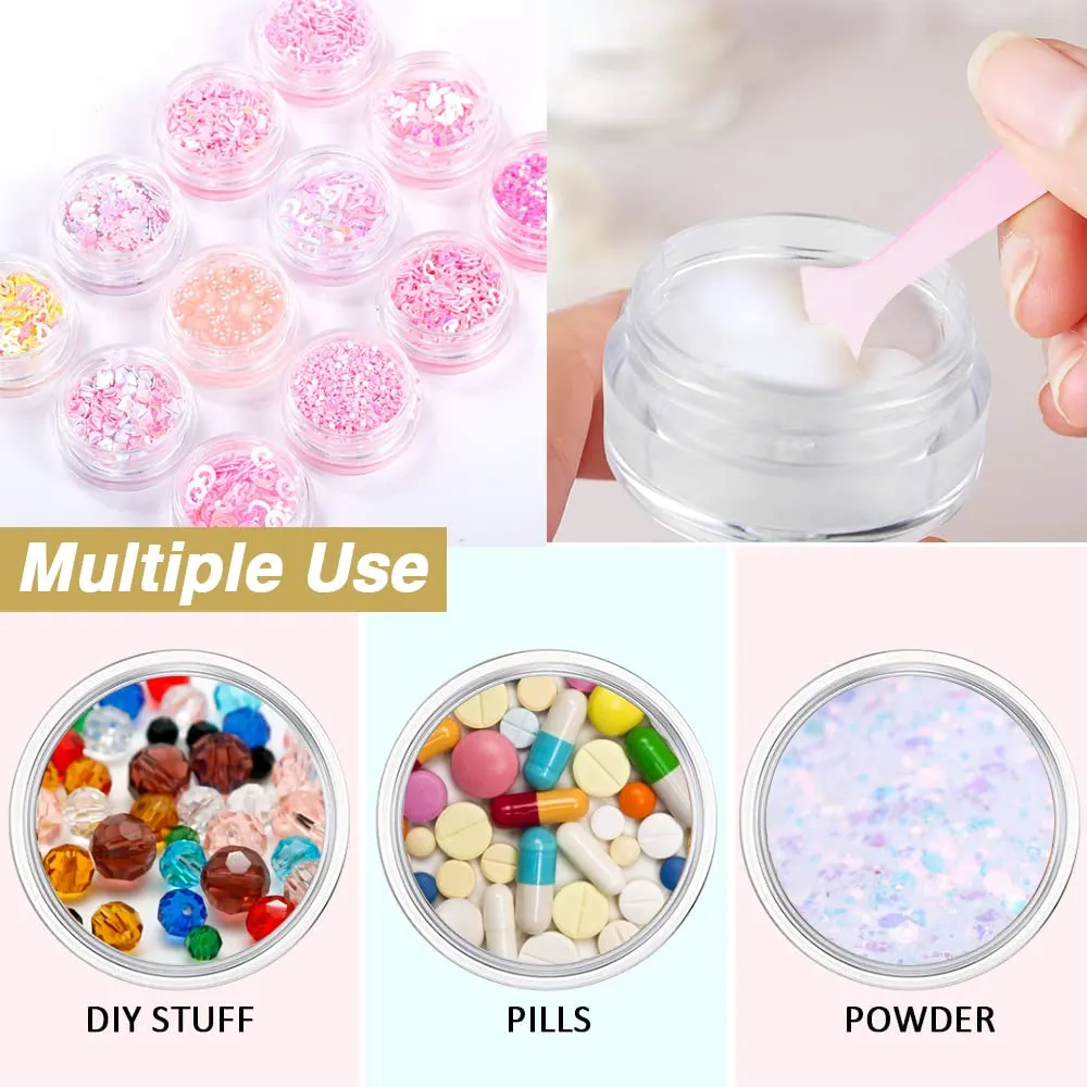4 oz   2oz Black & White Lids Small Plastic Containers with Lids (Set of 48) Plastic Jars with Lids Cosmetic Jar - for Lip Scrub, Cream, Slime, Craft Storage