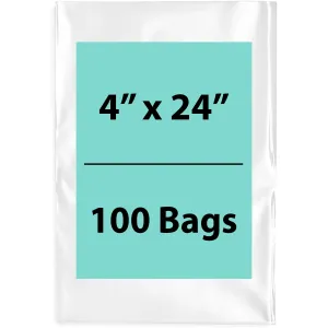 4X24 inches Clear Flat Poly Bags 1.5Mil Open Top (LDPE)