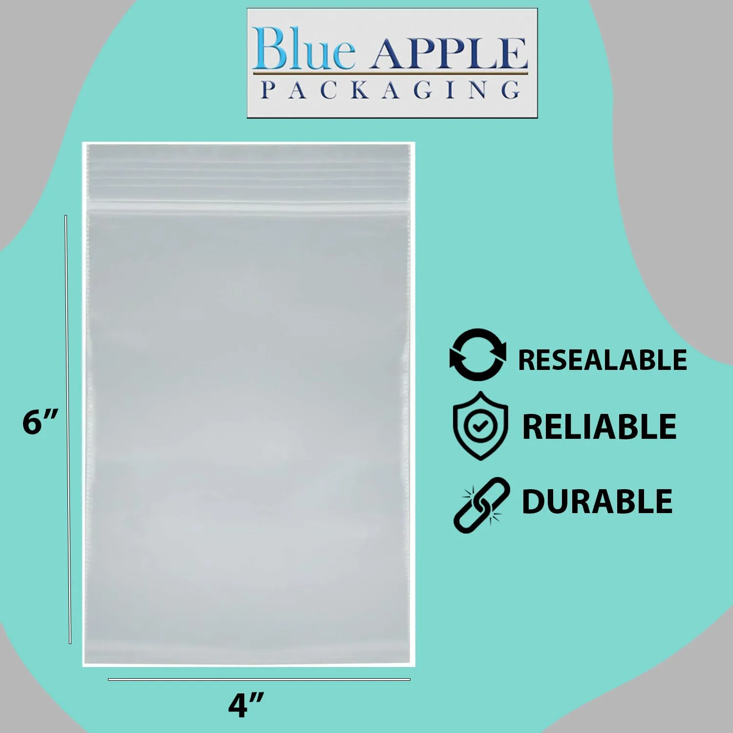 4X6 inches Reclosable Single Line Zipper Poly Bags 2 Mil (LDPE)