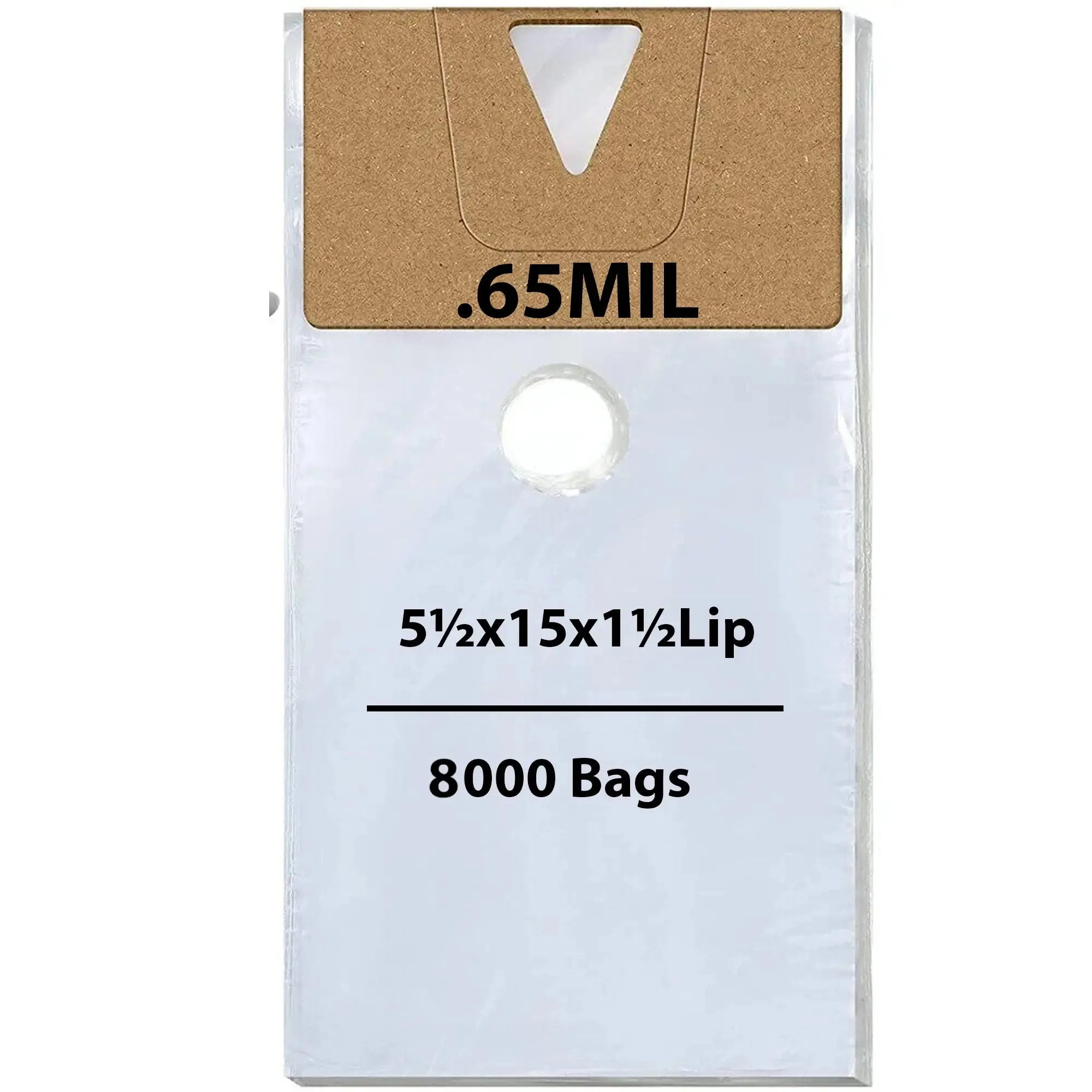 5.5X15 inches   1.5 inch Lip Door Knob Bags 0.65 Mil Polypropylene