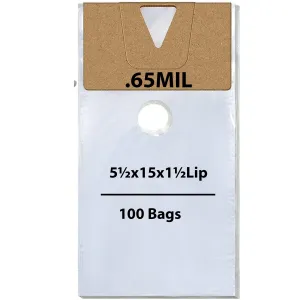 5.5X15 inches   1.5 inch Lip Door Knob Bags 0.65 Mil Polypropylene