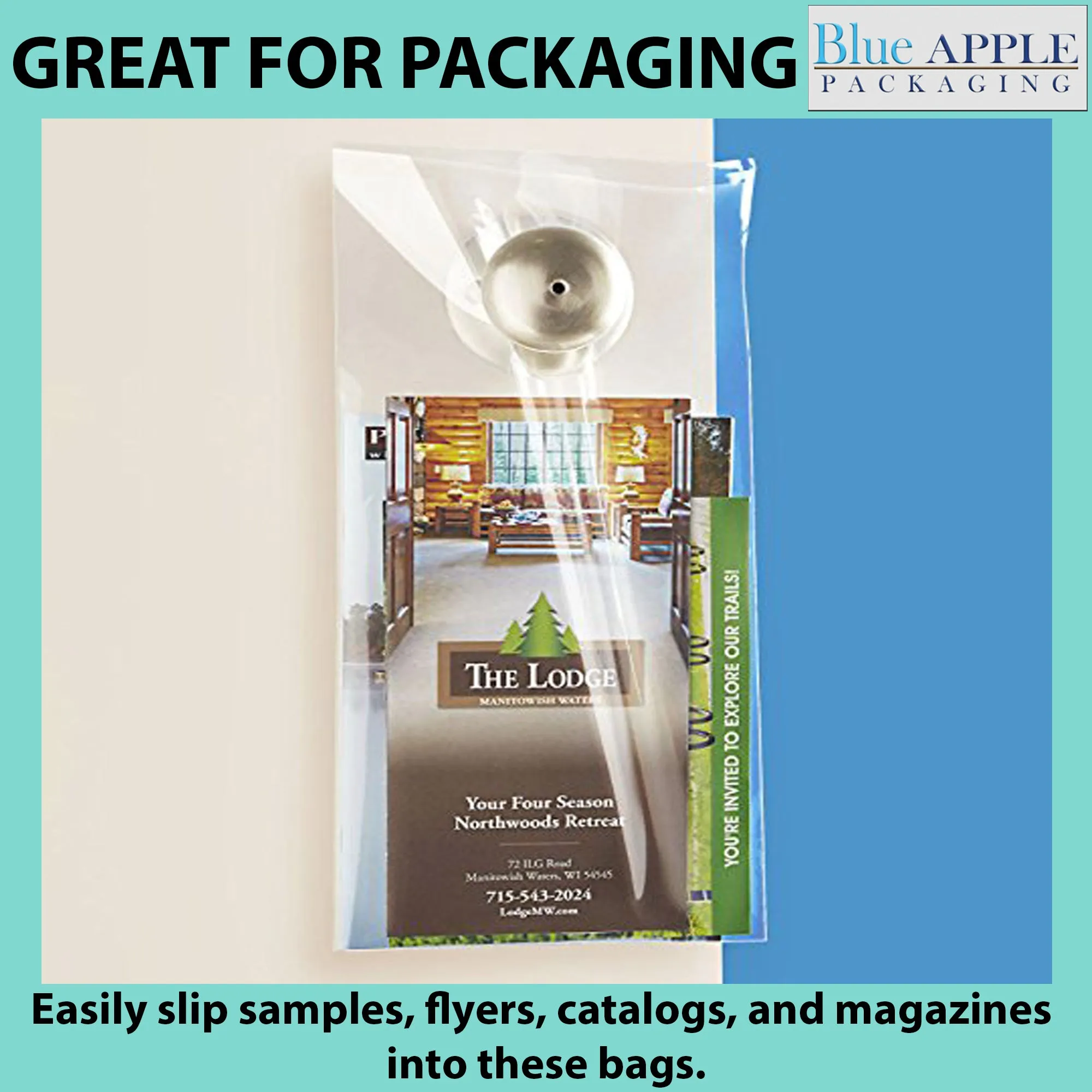5.5X15 inches   1.5 inch Lip Door Knob Bags 0.65 Mil Polypropylene