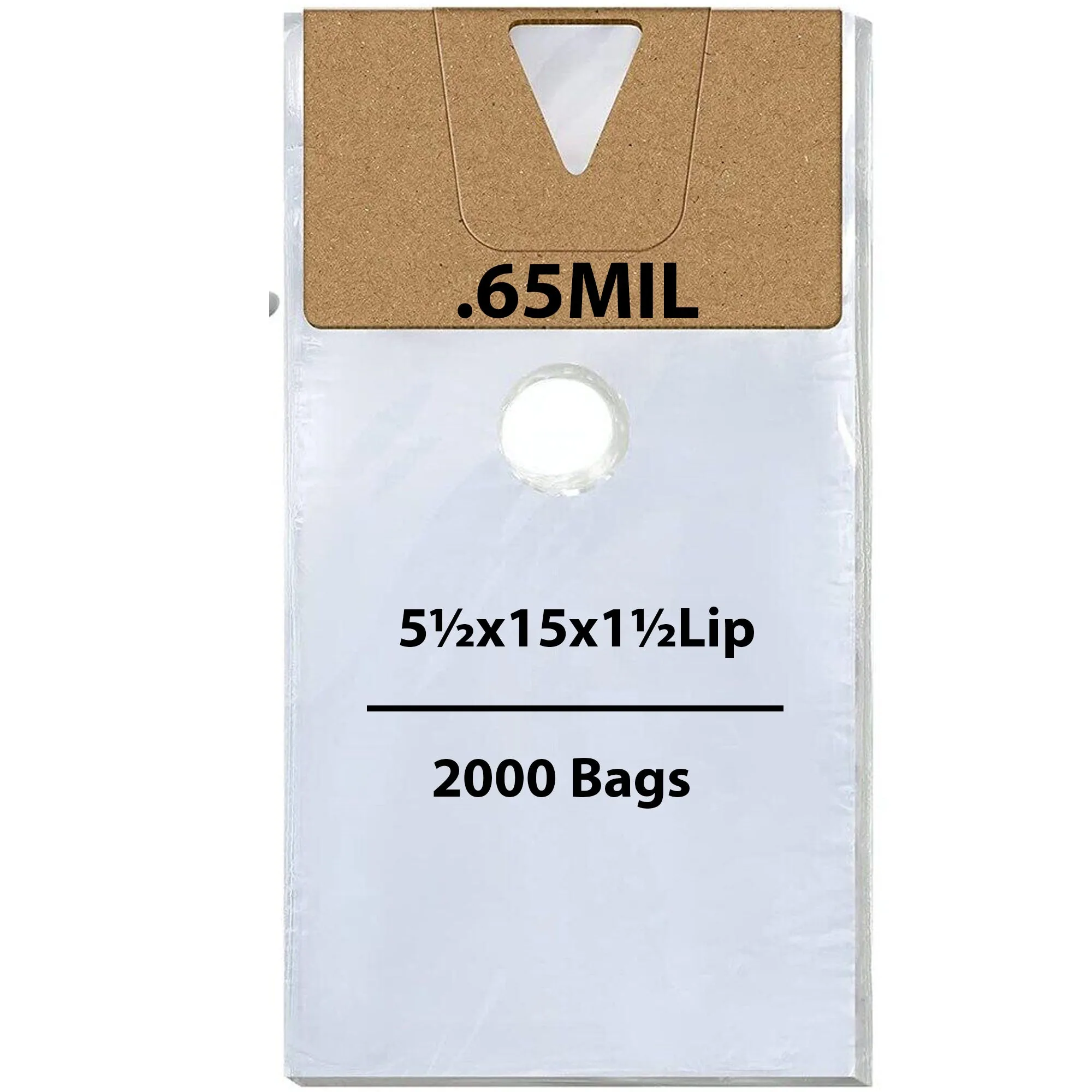 5.5X15 inches   1.5 inch Lip Door Knob Bags 0.65 Mil Polypropylene