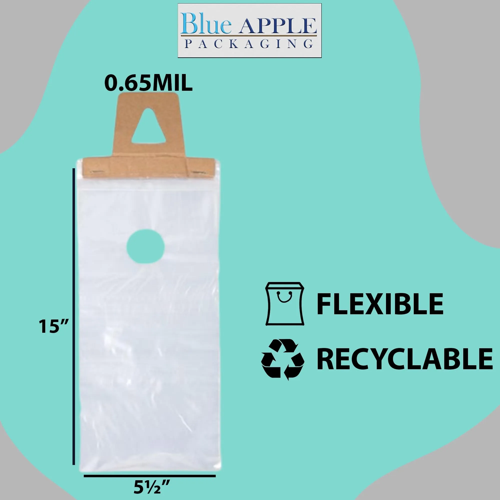 5.5X15 inches   1.5 inch Lip Door Knob Bags 0.65 Mil Polypropylene