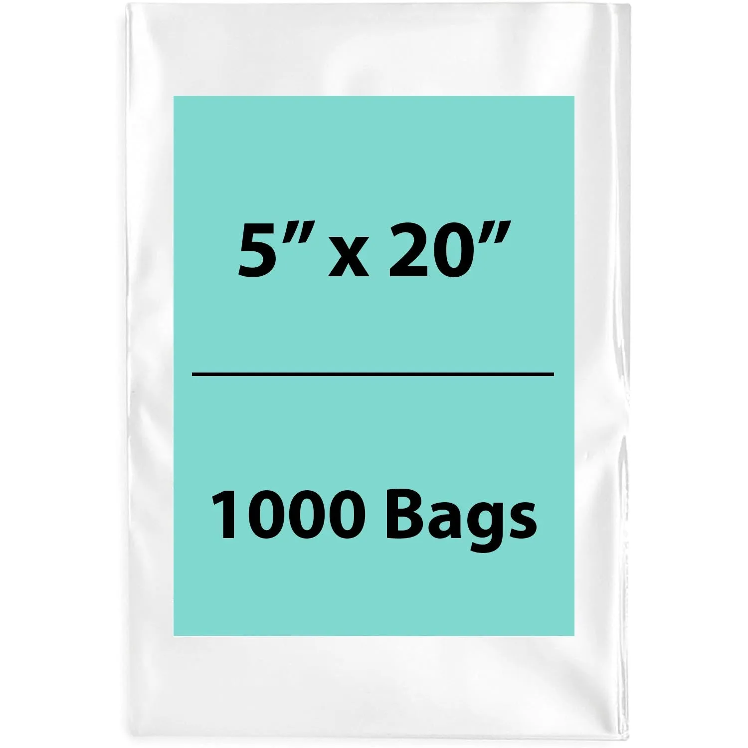 5X20 inches Clear Flat Poly Bags 2Mil Open Top (LDPE)