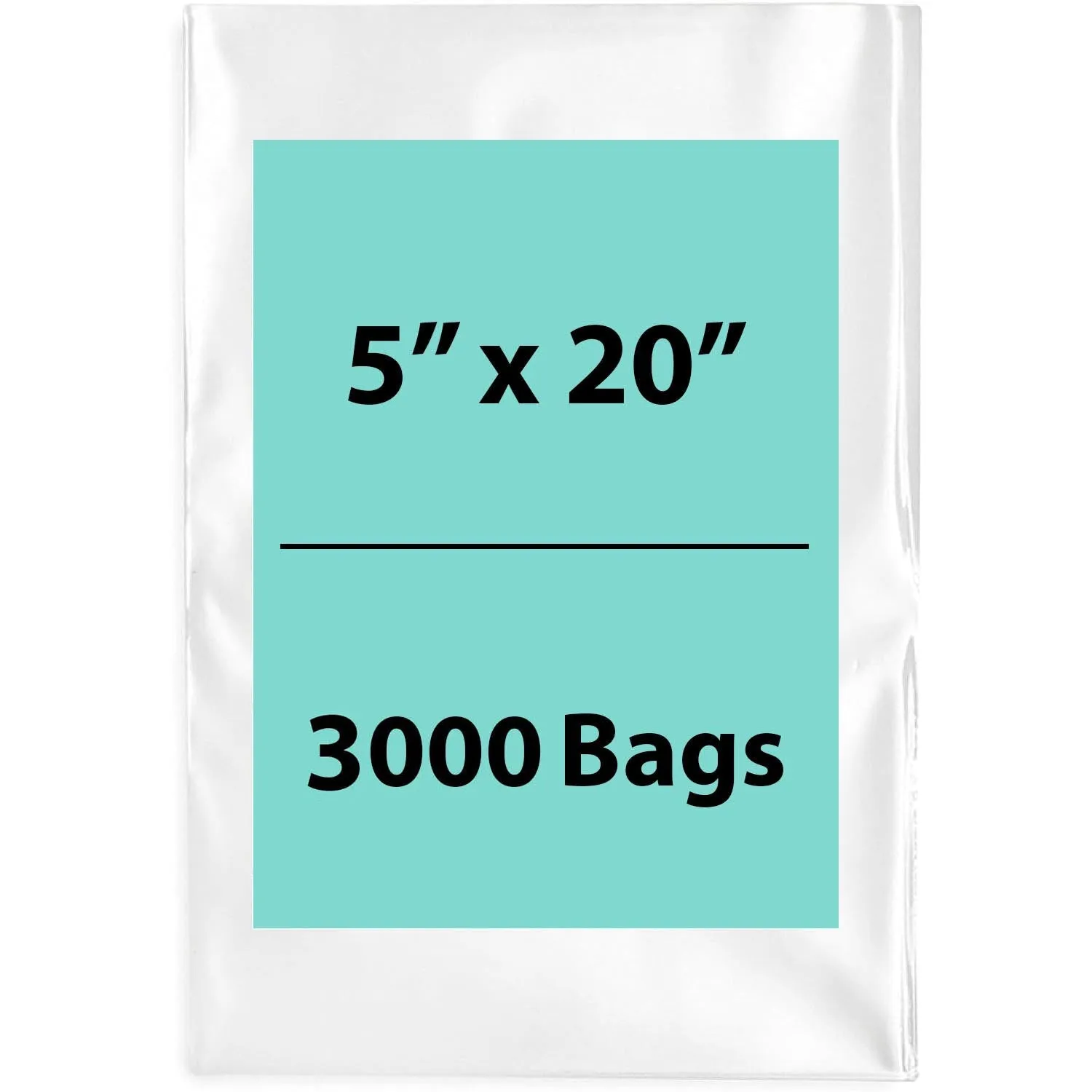 5X20 inches Clear Flat Poly Bags 2Mil Open Top (LDPE)