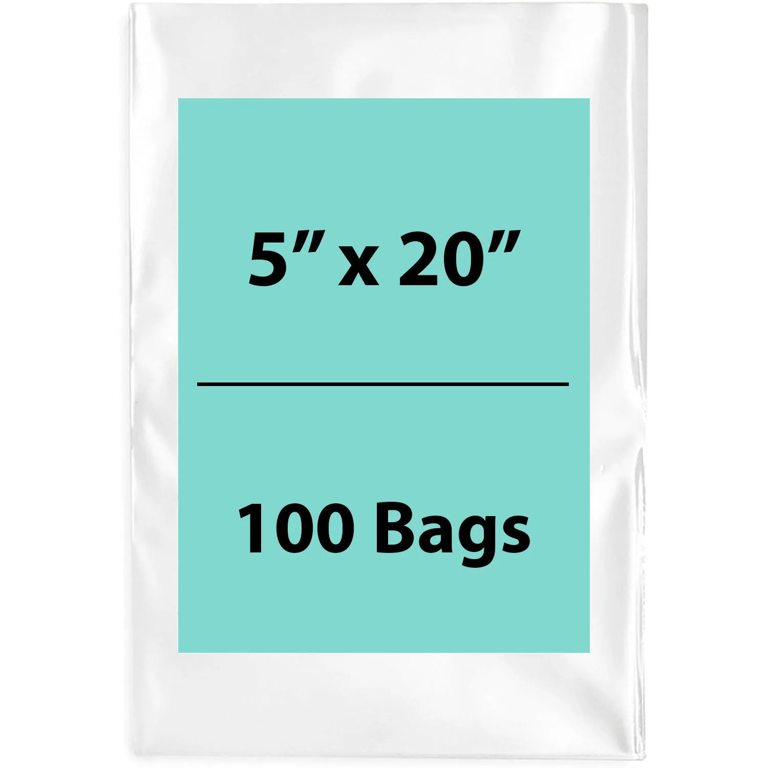5X20 inches Clear Flat Poly Bags 2Mil Open Top (LDPE)
