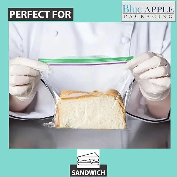 6.5X6 inches Zipper Sandwich Bags With White Strips 1.5 Mil