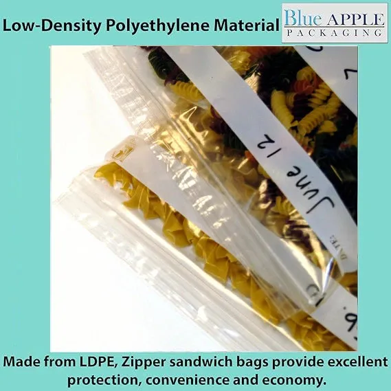 6.5X6 inches Zipper Sandwich Bags With White Strips 1.5 Mil