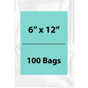 6X12 inches Clear Flat Poly Bags 3Mil Open Top (LDPE)