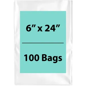 6X24 inches Clear Flat Poly Bags 1.5Mil Open Top (LDPE)