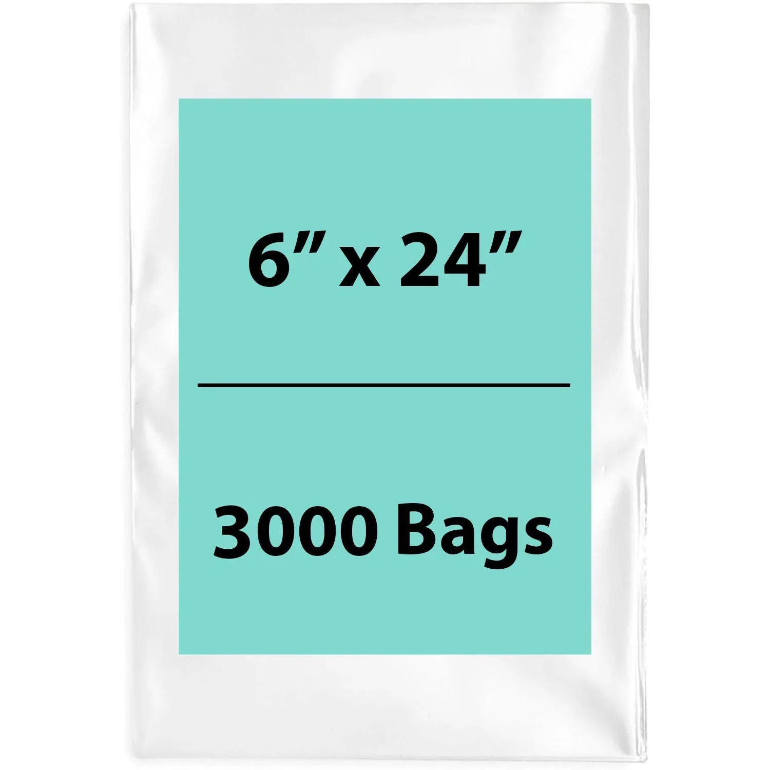 6X24 inches Clear Flat Poly Bags 1.5Mil Open Top (LDPE)