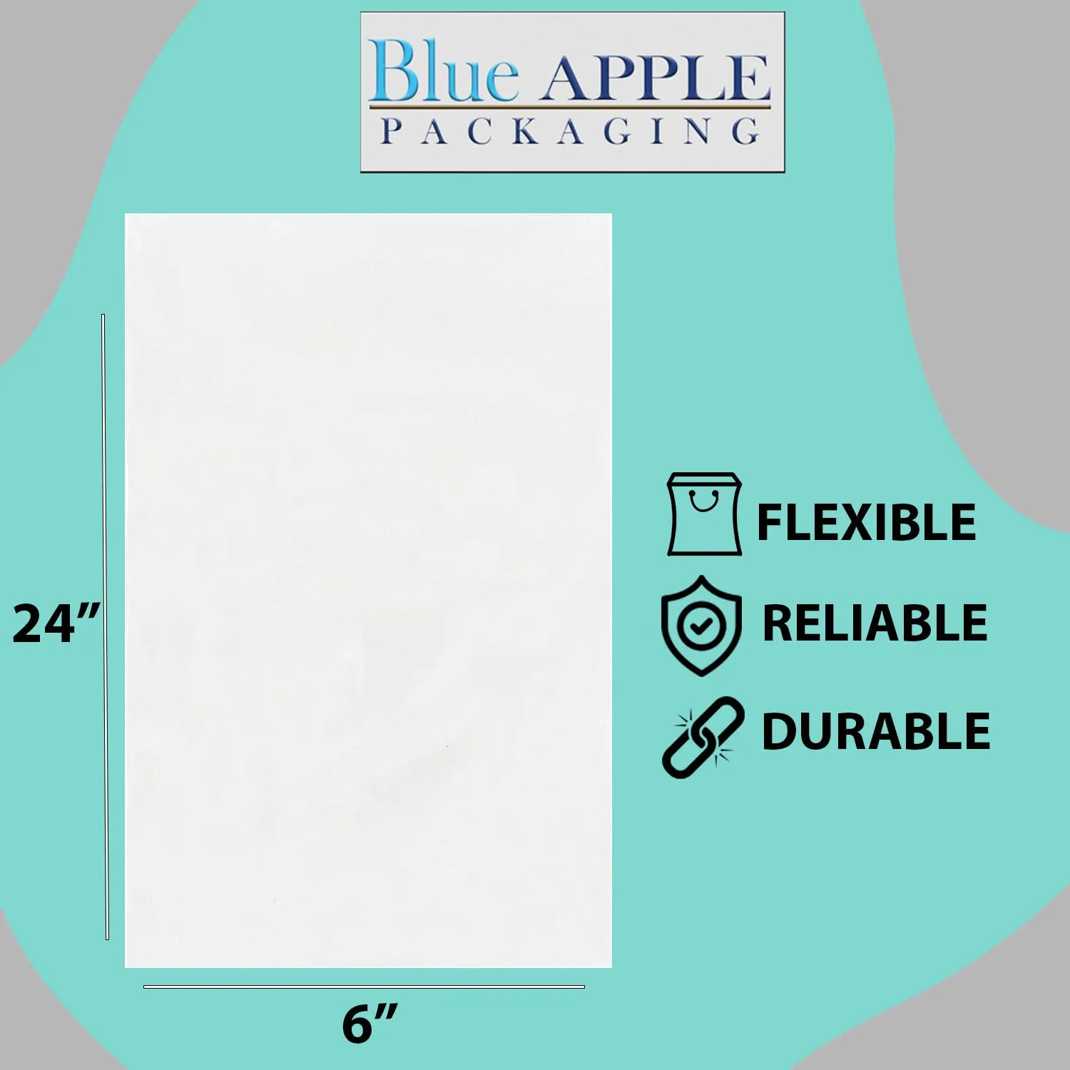 6X24 inches Clear Flat Poly Bags 1.5Mil Open Top (LDPE)