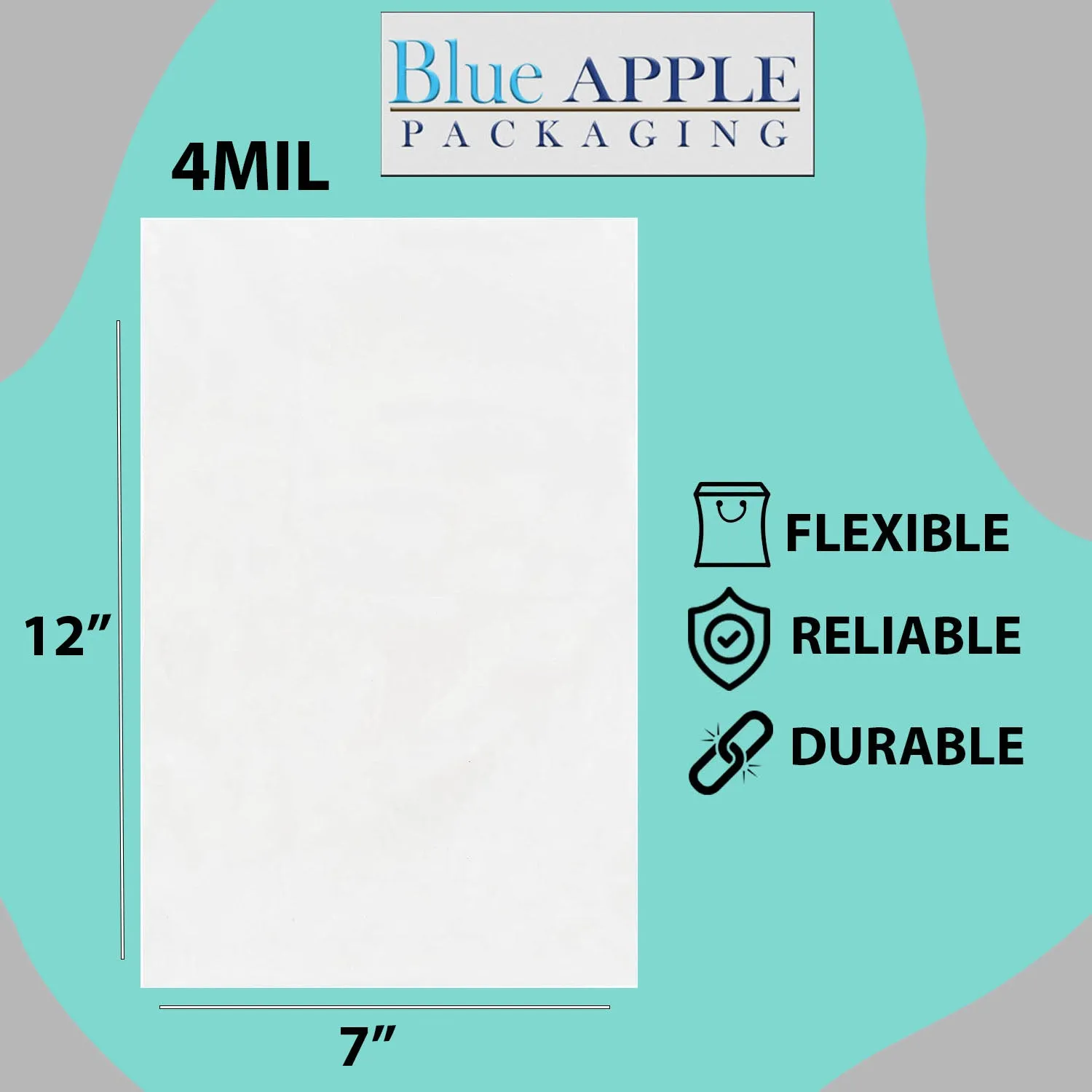 7X12 inches Clear Flat Poly Bags 4Mil Open Top (LDPE)