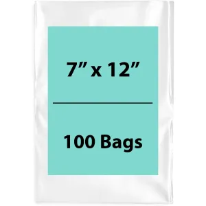 7X12 inches Clear Flat Poly Bags 4Mil Open Top (LDPE)