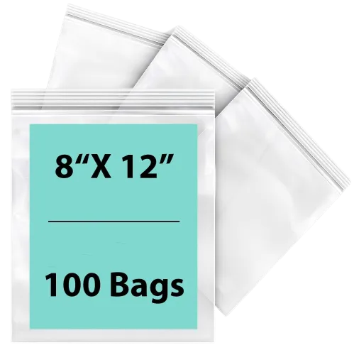 8X12 inches Reclosable Single Line Zipper Poly Bags 2 Mil (LDPE)