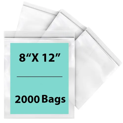 8X12 inches Reclosable Single Line Zipper Poly Bags 2 Mil (LDPE)