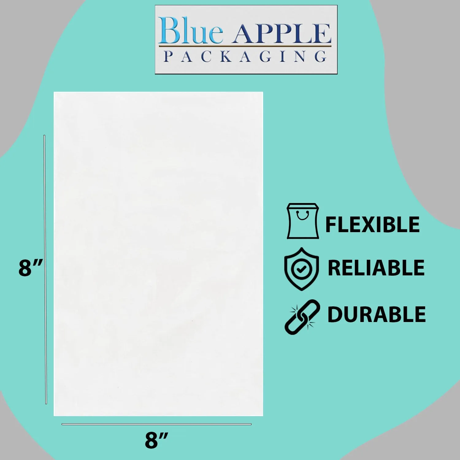 8X8 inches Clear Flat Poly Bags 2Mil Open Top (LDPE)