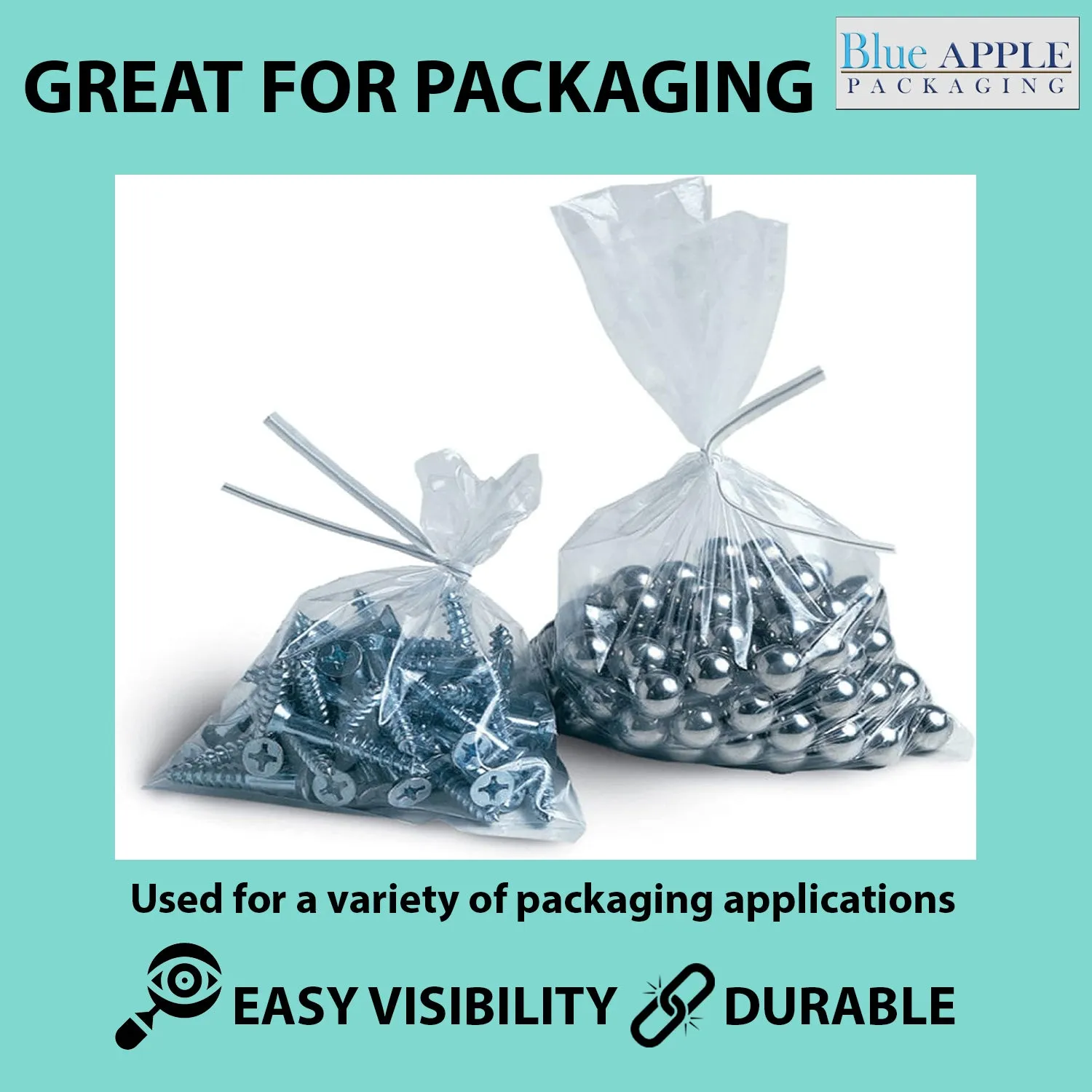 9X10 inches Clear Flat Poly Bags 1.5Mil Open Top (LDPE)