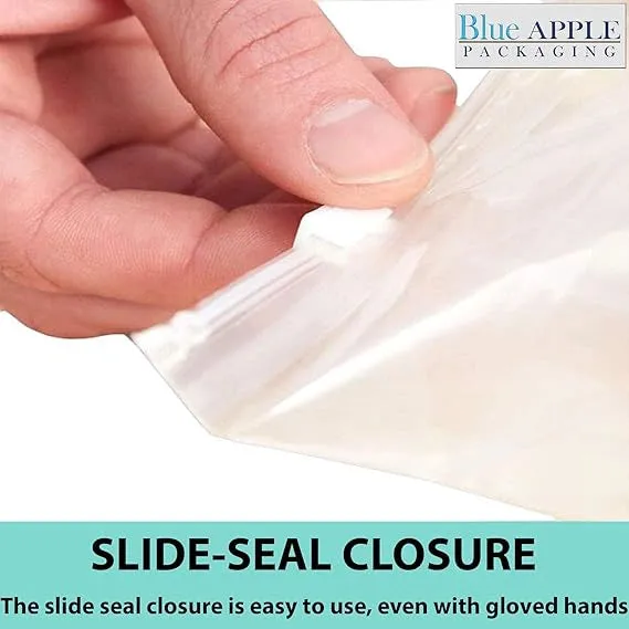 9X12 inches Resealable Poly Bags Slide Seal With write on Block 2.75 Mil (LDPE)