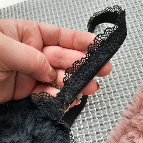 Aerie American Eagle Be Free Lace Balconette Bra 34DD Black NEW Gift Idea