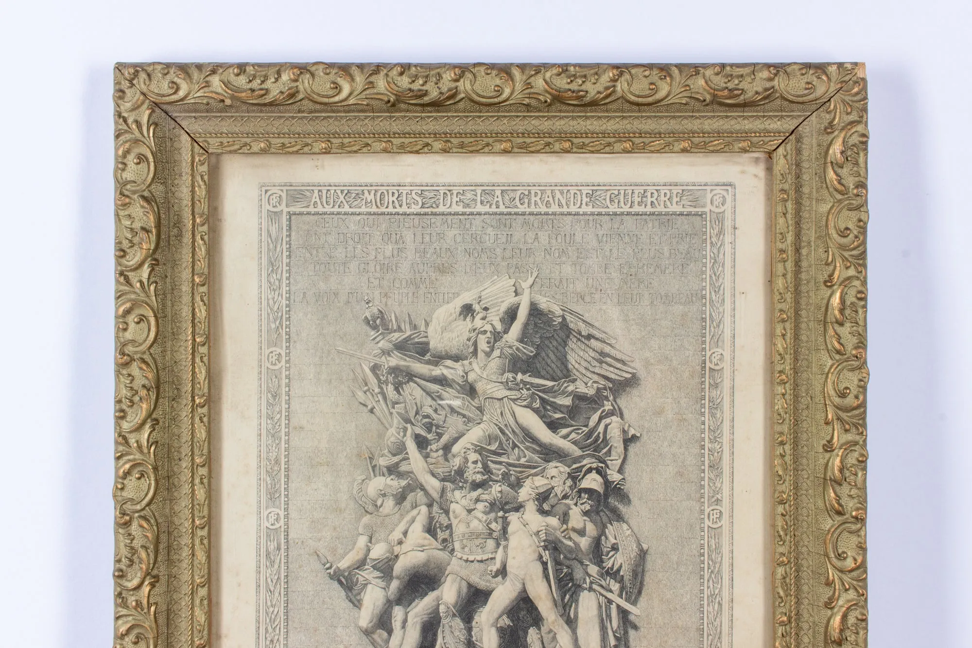 Antique French Framed "Hommage de la Nation" WWI Document