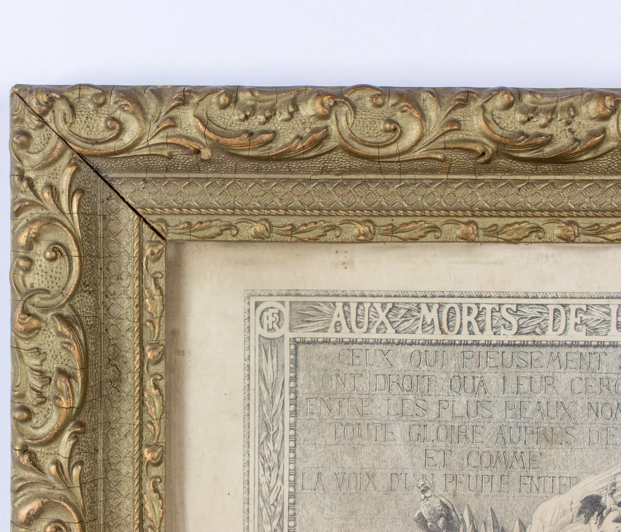 Antique French Framed "Hommage de la Nation" WWI Document