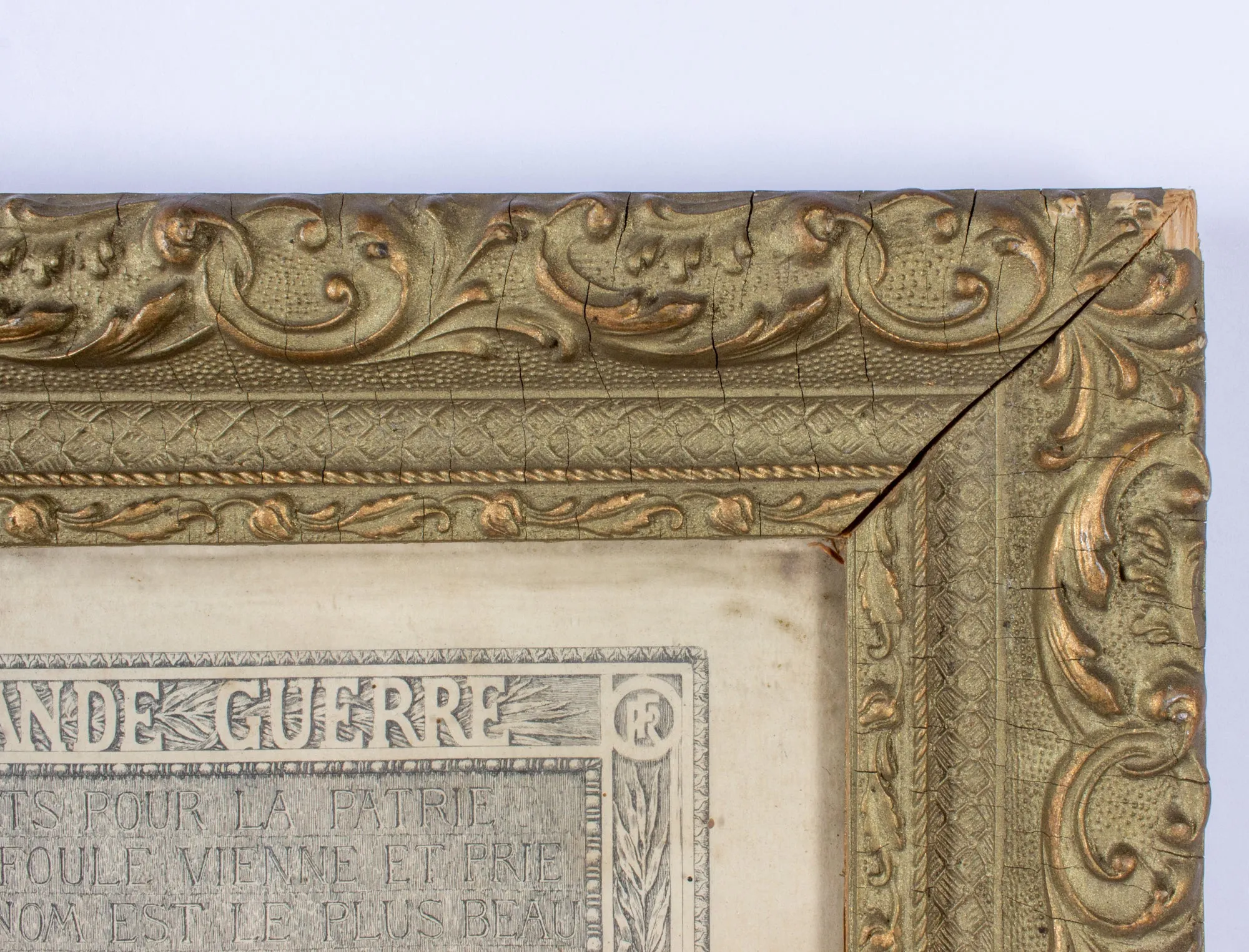Antique French Framed "Hommage de la Nation" WWI Document