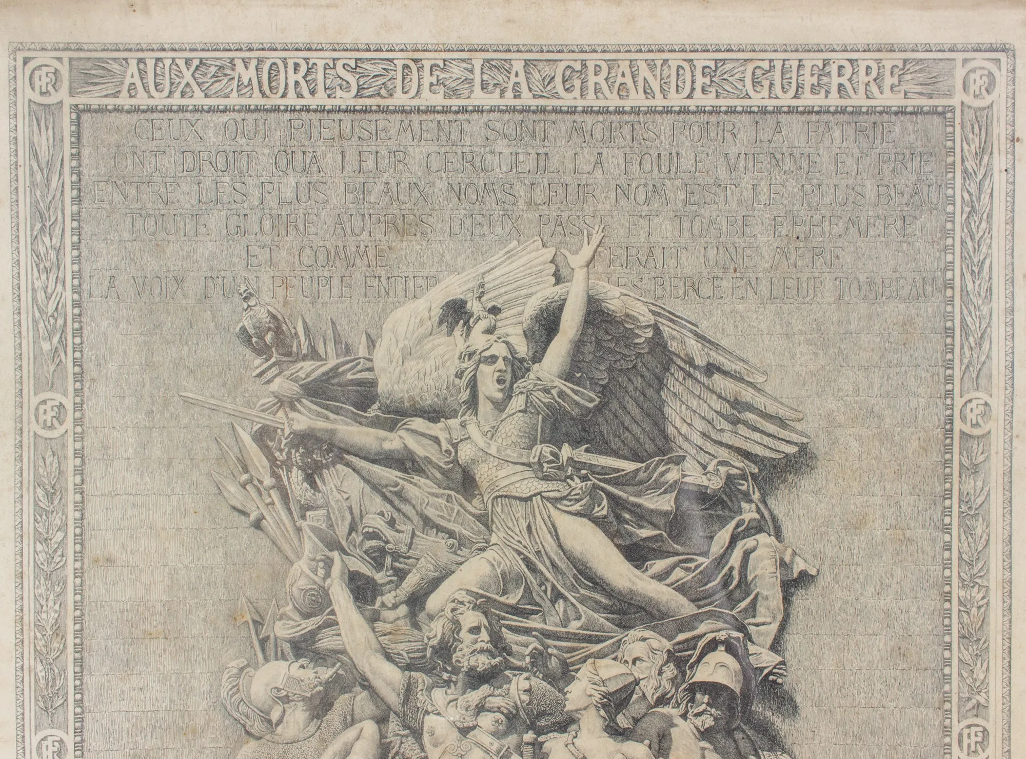 Antique French Framed "Hommage de la Nation" WWI Document