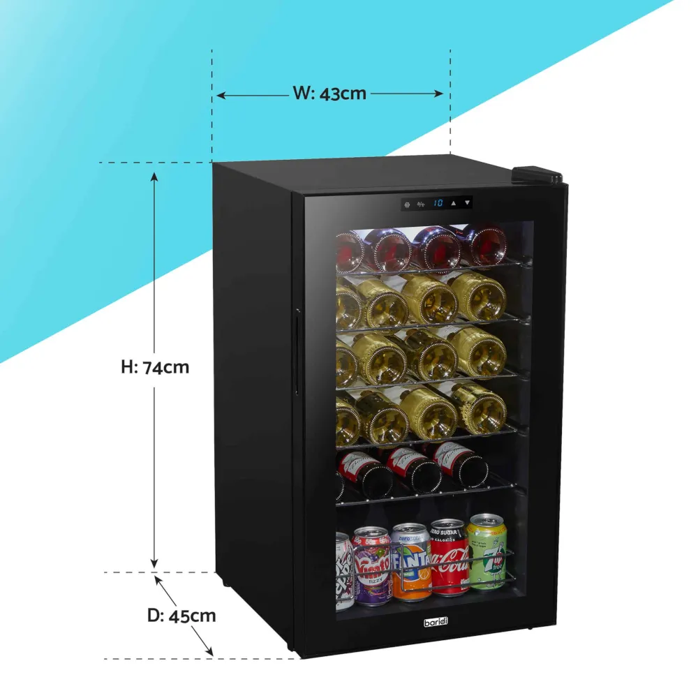 Baridi 24 Bottle Wine Cooler Fridge with Touch Controls - Black - B