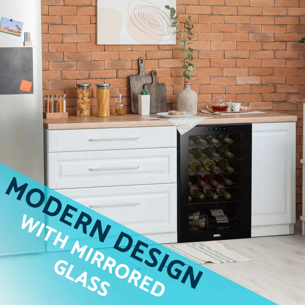 Baridi 24 Bottle Wine Cooler Fridge with Touch Controls - Black - B