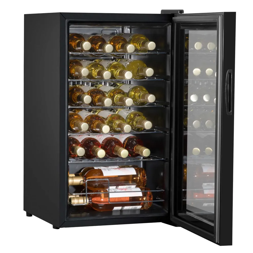 Baridi 24 Bottle Wine Cooler Fridge with Touch Controls - Black - B