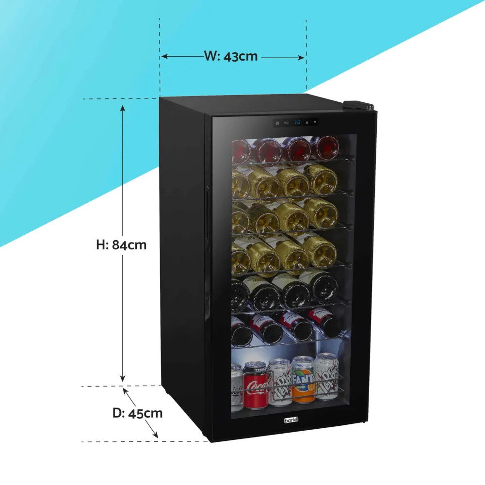 Baridi 28 Bottle Wine Cooler Fridge with Touch Controls - Black - B
