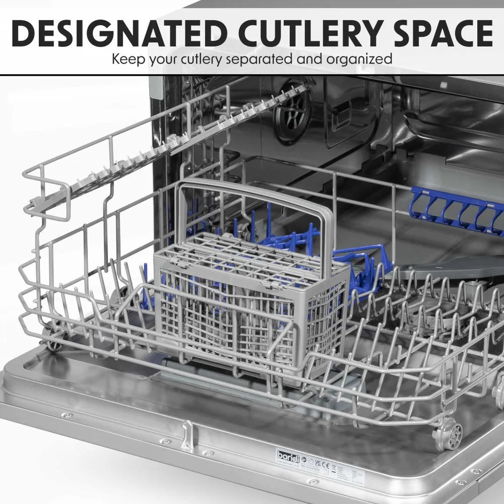 Baridi Compact Tabletop Dishwasher 6.5L, 6 Place Settings - Silver - B