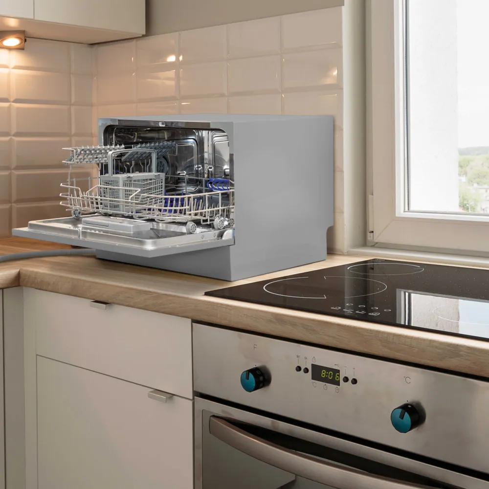 Baridi Compact Tabletop Dishwasher 6.5L, 6 Place Settings - Silver - B
